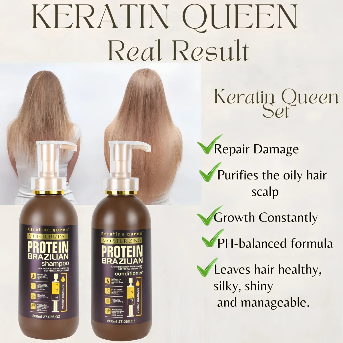 Keratine Queen Moisturizing Protein Brazilian Shampoo 850ml